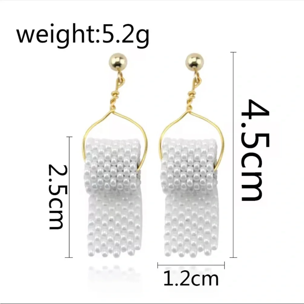 Party Toilet Paper Shape Gold and White Earrings